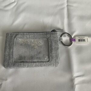 Vera Bradley Card Case Keychain Lighten Up Zip ID Case Medium Heather Gray